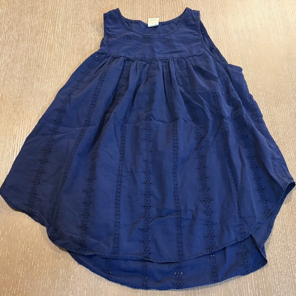 Faded Glory Womens Medium Navy Blue Eyelet Sleeveless Cotton Boho‎ Peasant Top